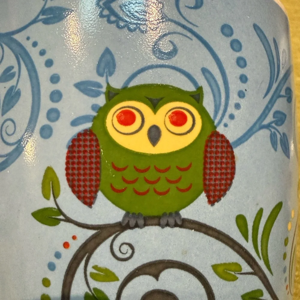 Debra Valencia Blue Harbor Oversized Coffee Mug with Owls